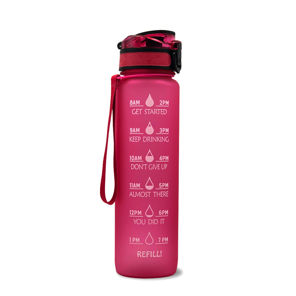 1L Tritan Water Bottle With Time Marker For Sports Fitness Bottles