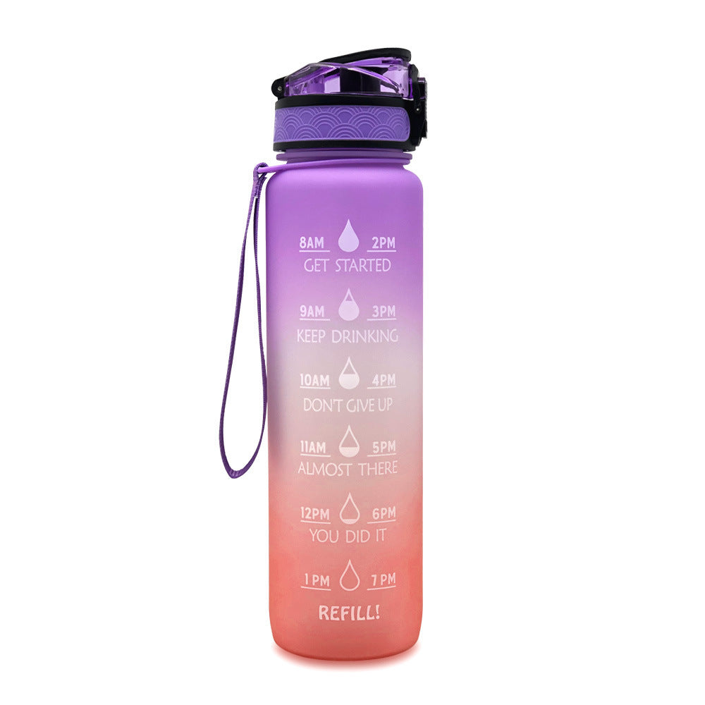 1L Tritan Water Bottle With Time Marker For Sports Fitness Bottles