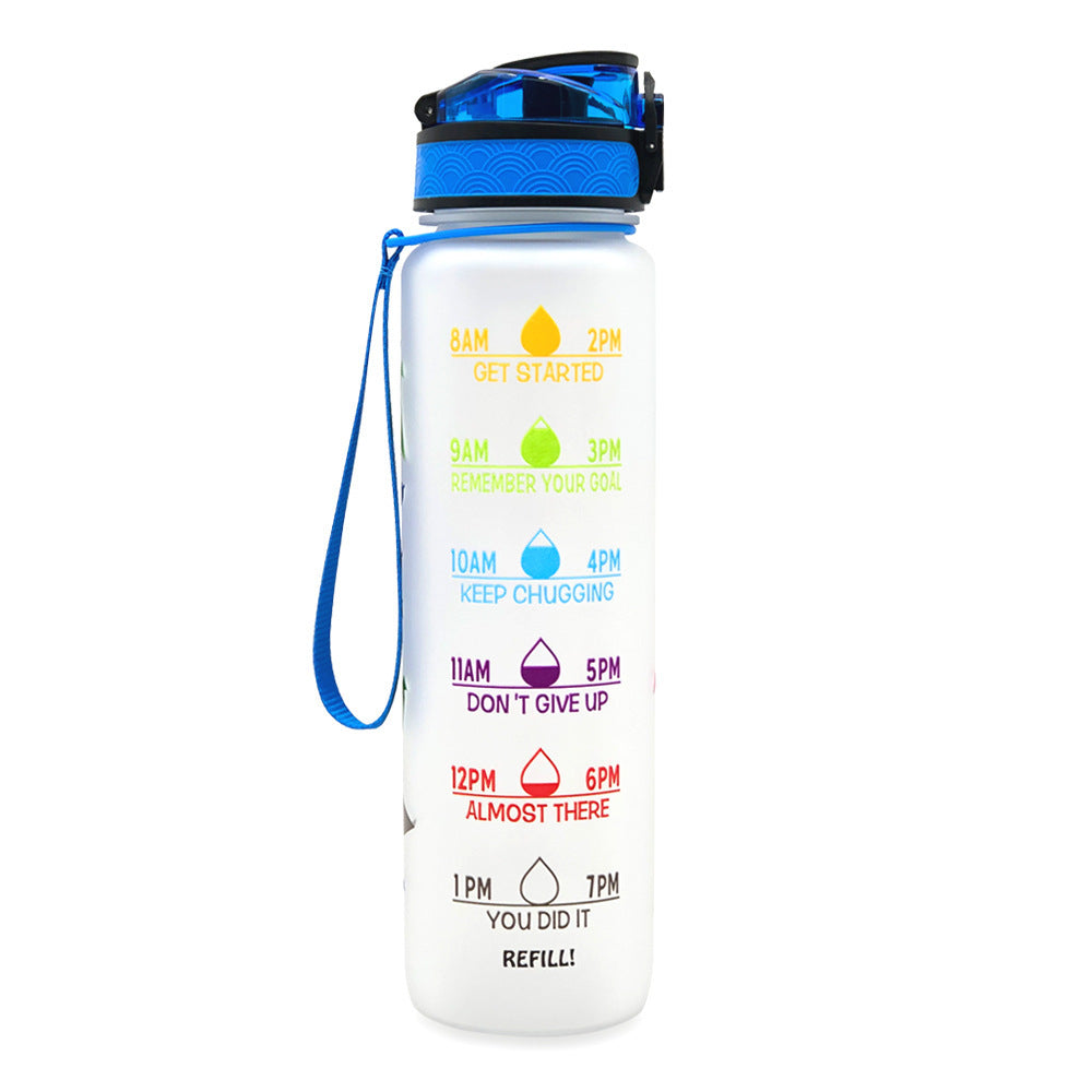 1L Tritan Water Bottle With Time Marker For Sports Fitness Bottles