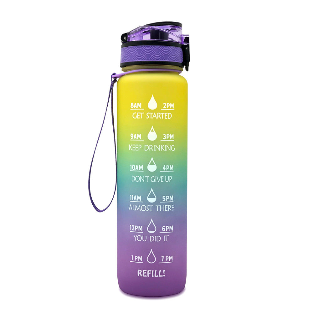 1L Tritan Water Bottle With Time Marker For Sports Fitness Bottles