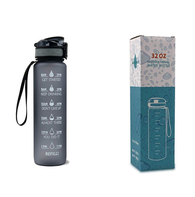 1L Tritan Water Bottle With Time Marker For Sports Fitness Bottles