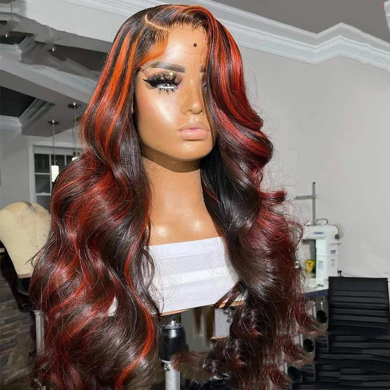 Lace Frontal Burgundy Highlight 13X4 Wigs