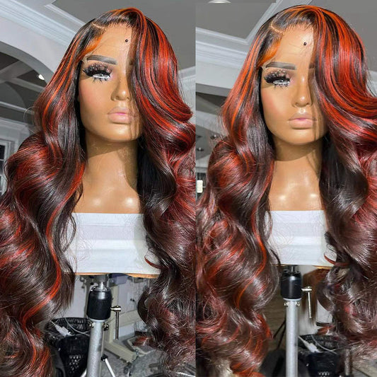 Lace Frontal Burgundy Highlight 13X4 Wigs