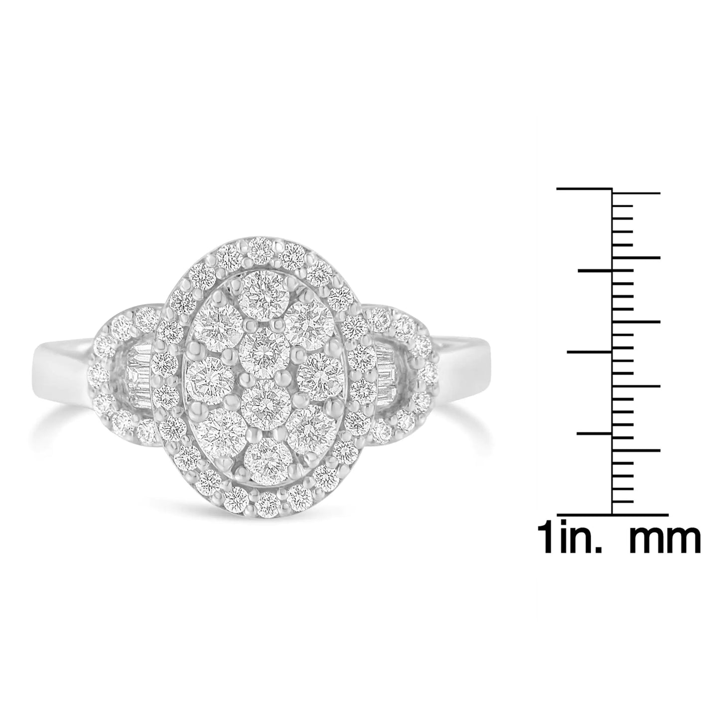 10K White Gold 1.0 Cttw Diamond Oval Cluster