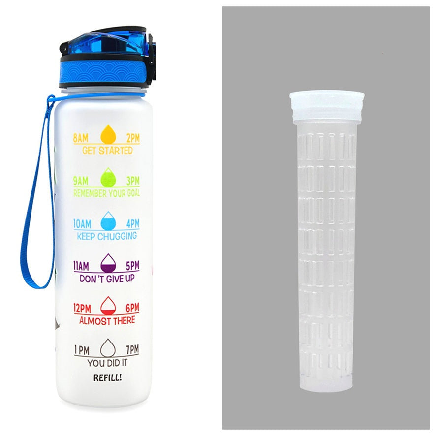 1L Tritan Water Bottle With Time Marker For Sports Fitness Bottles