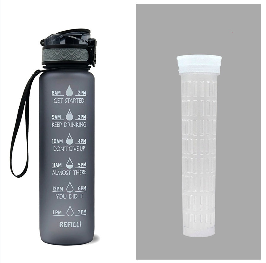 1L Tritan Water Bottle With Time Marker For Sports Fitness Bottles