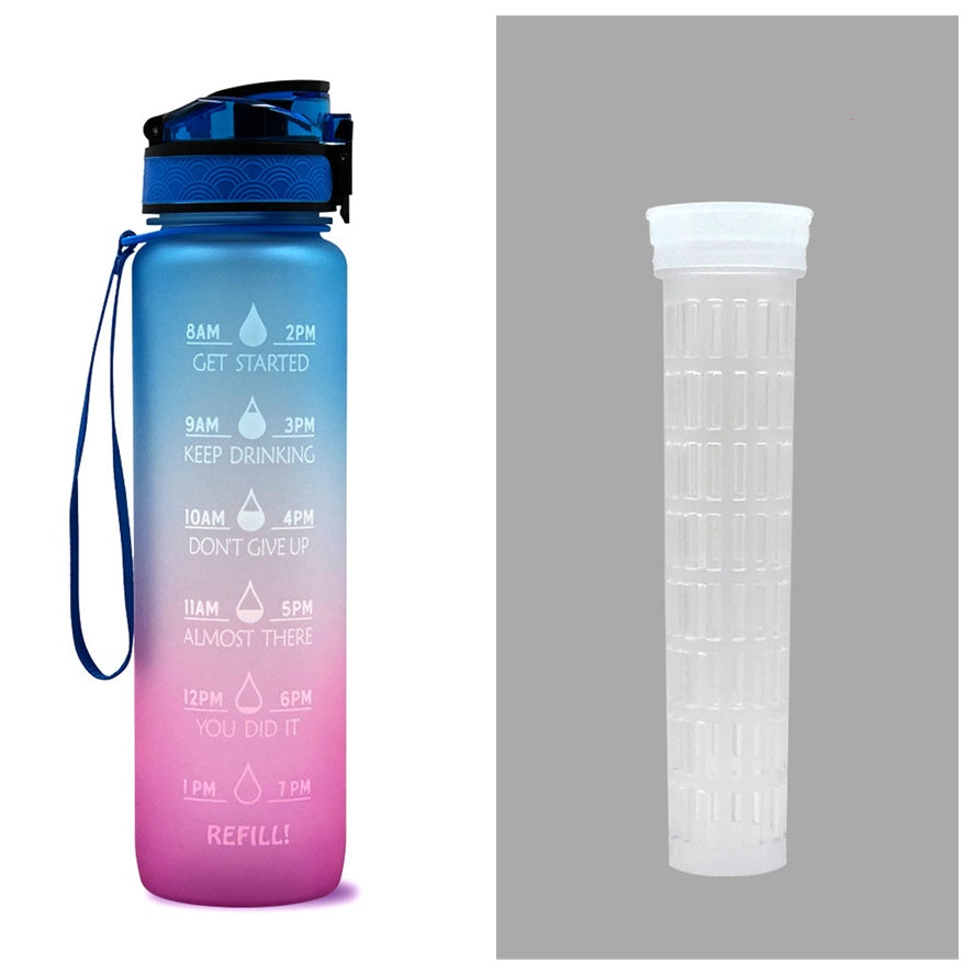 1L Tritan Water Bottle With Time Marker For Sports Fitness Bottles