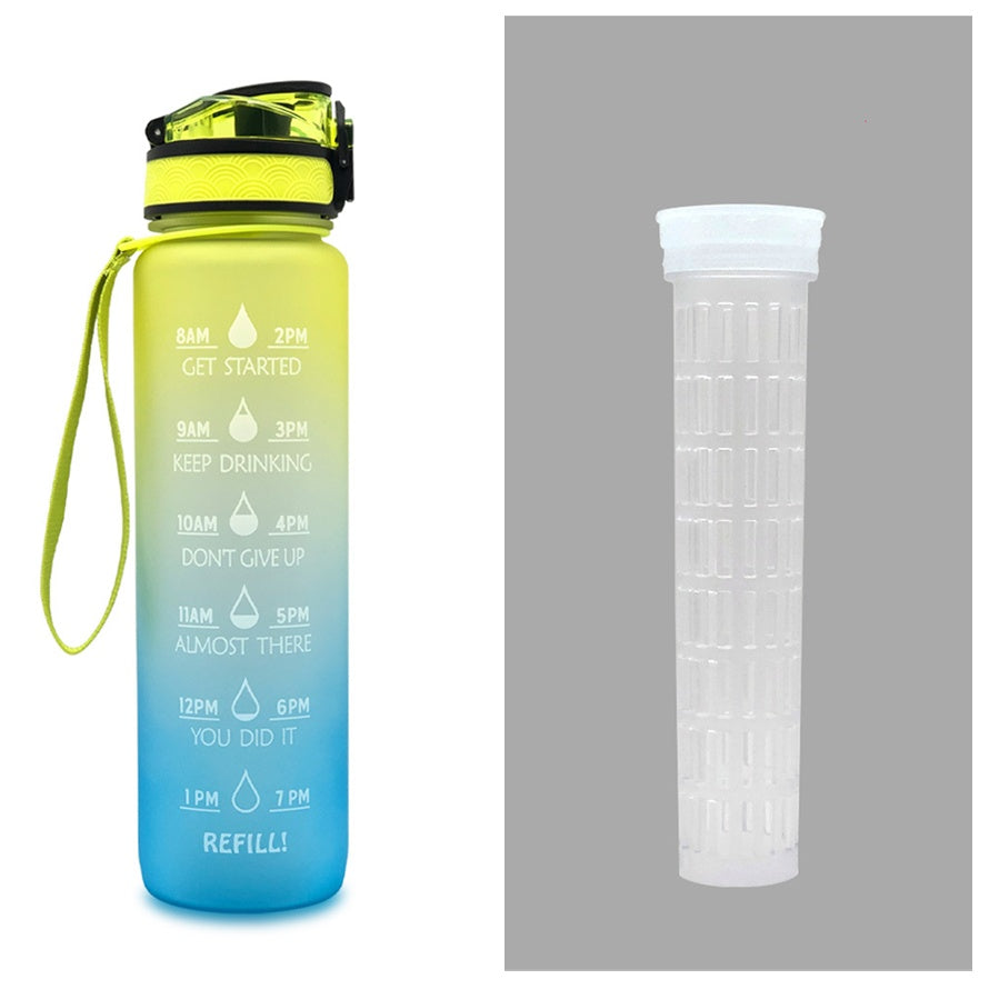 1L Tritan Water Bottle With Time Marker For Sports Fitness Bottles