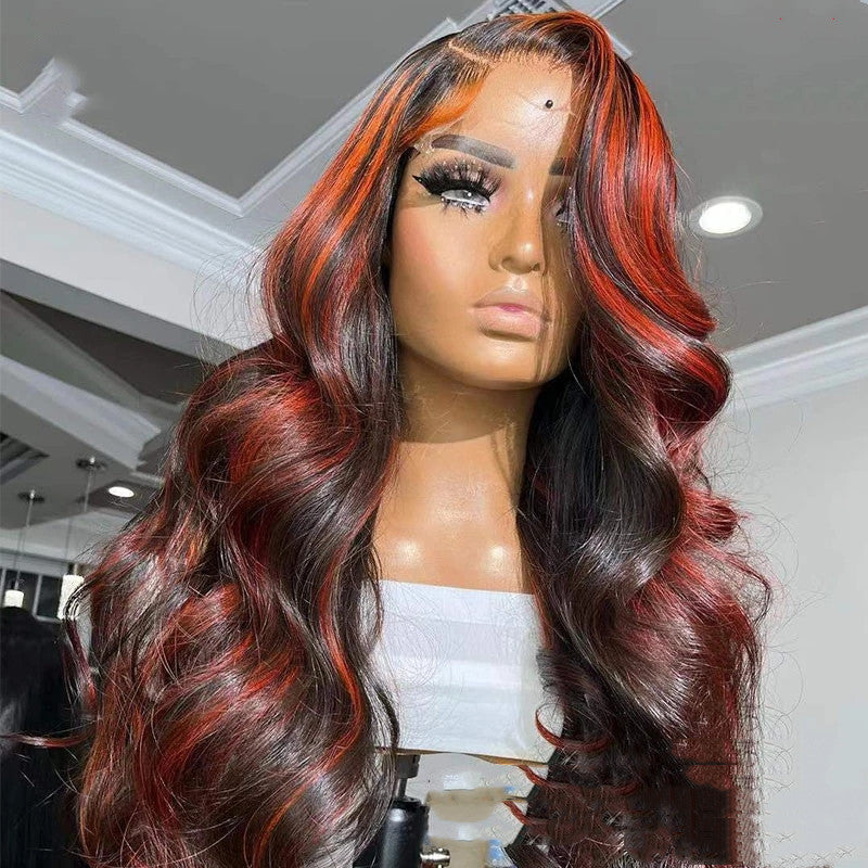 Lace Frontal Burgundy Highlight 13X4 Wigs