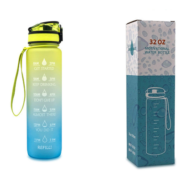 1L Tritan Water Bottle With Time Marker For Sports Fitness Bottles