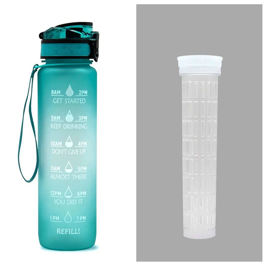 1L Tritan Water Bottle With Time Marker For Sports Fitness Bottles