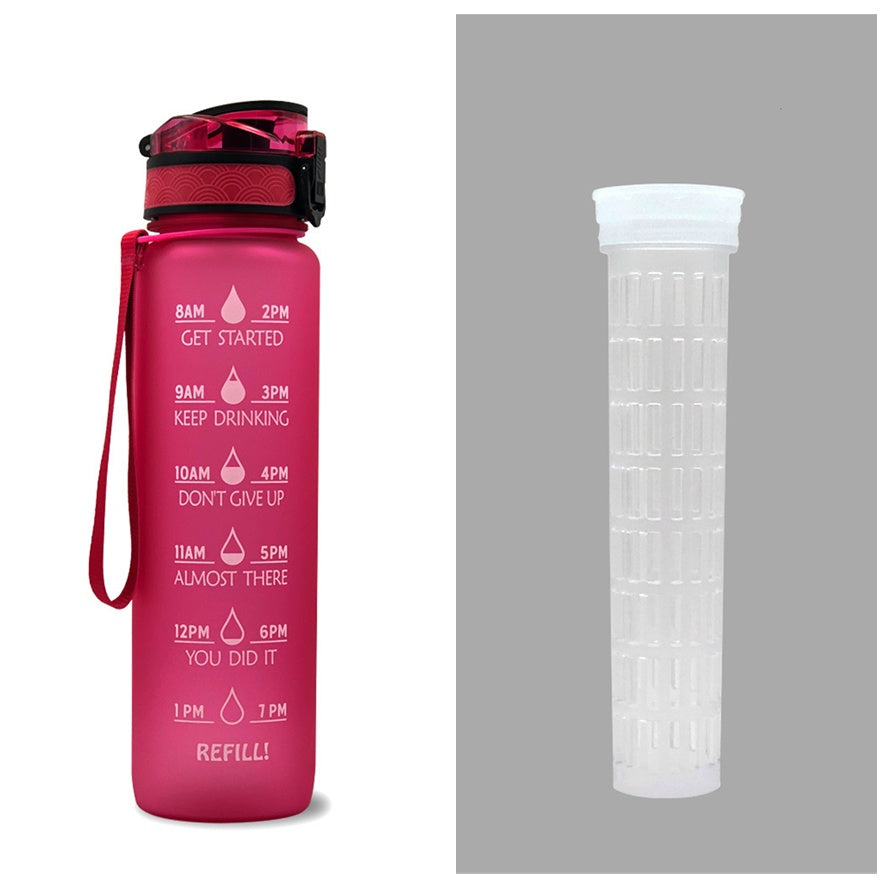 1L Tritan Water Bottle With Time Marker For Sports Fitness Bottles