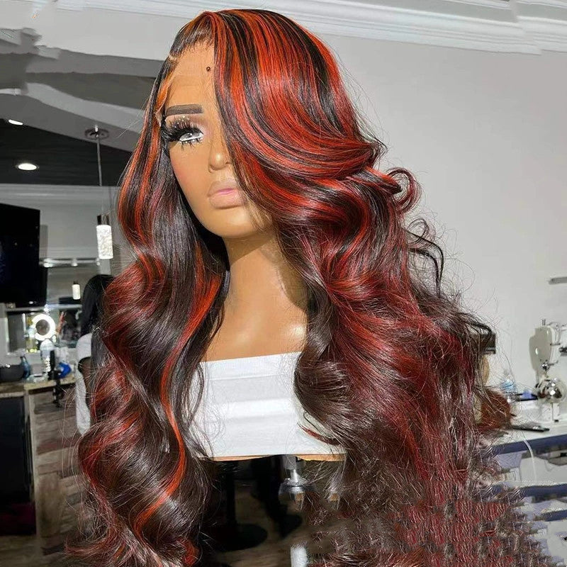 Lace Frontal Burgundy Highlight 13X4 Wigs