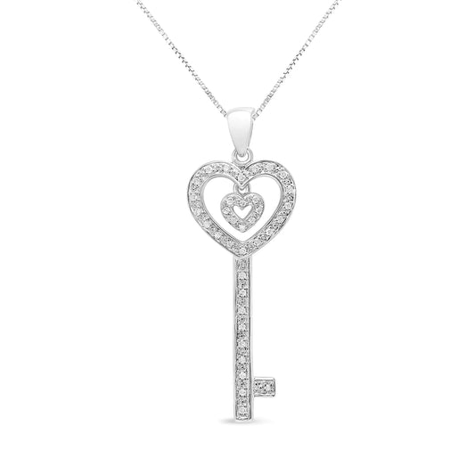 .925 Sterling Silver 1/5 Cttw Round-Cut Diamond Necklace