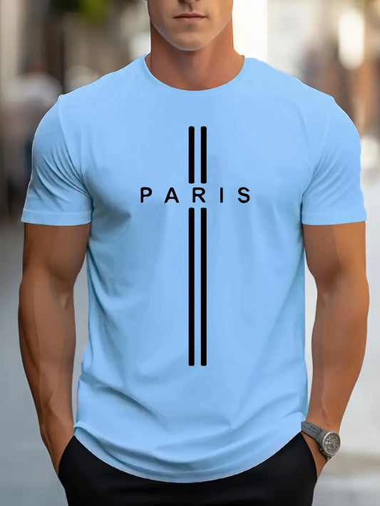 Paris print casual short sleeved T-shirt