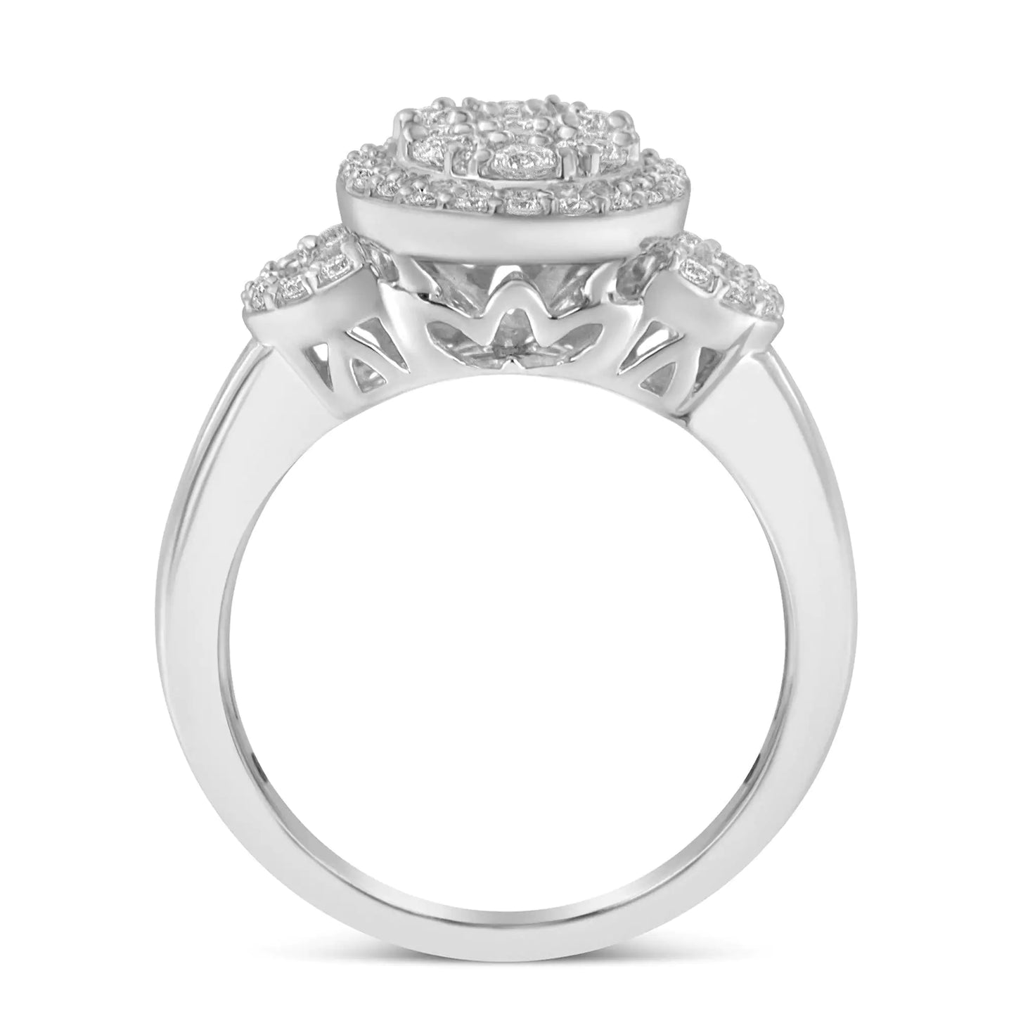 10K White Gold 1.0 Cttw Diamond Oval Cluster