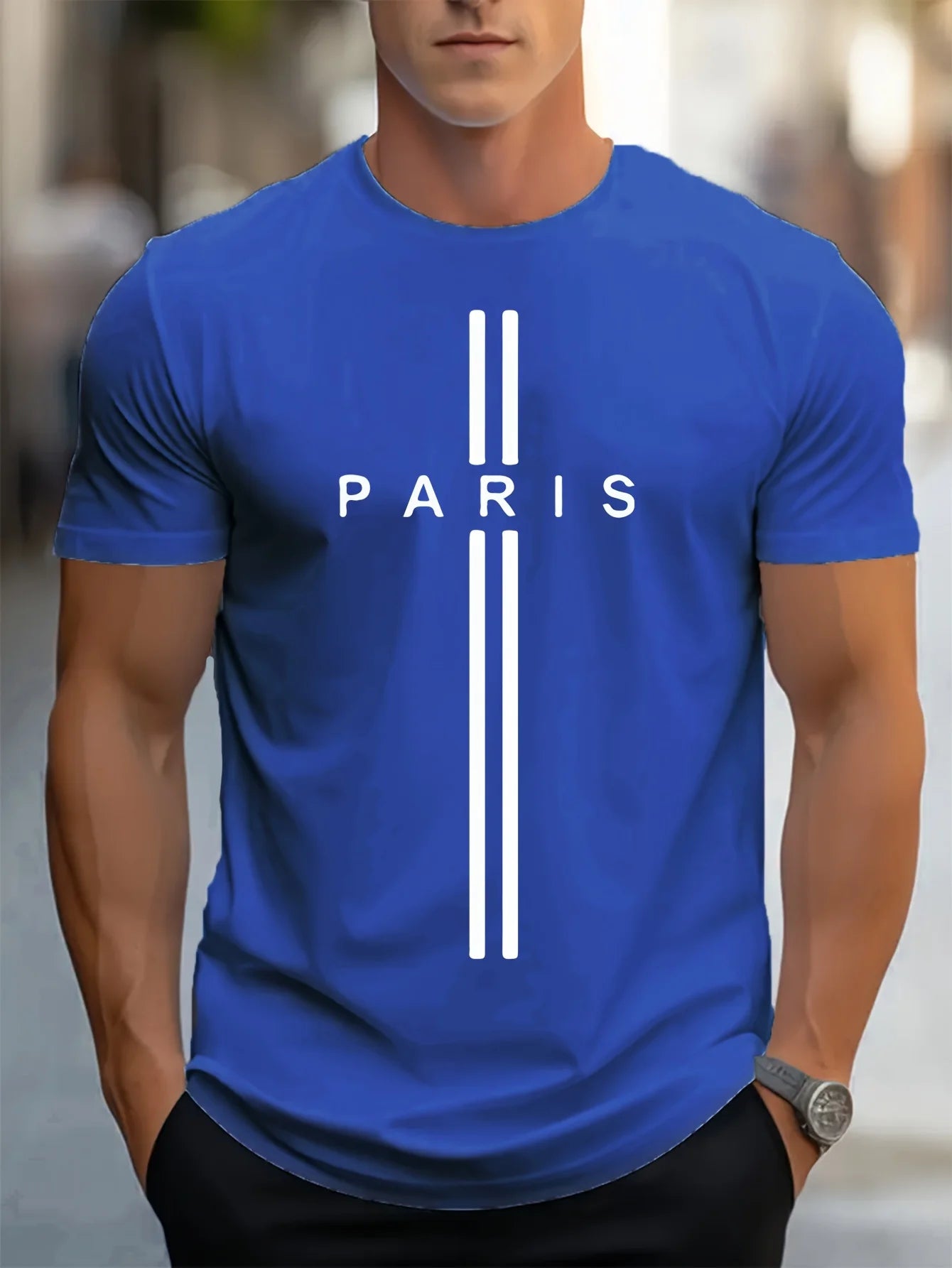 Paris print casual short sleeved T-shirt