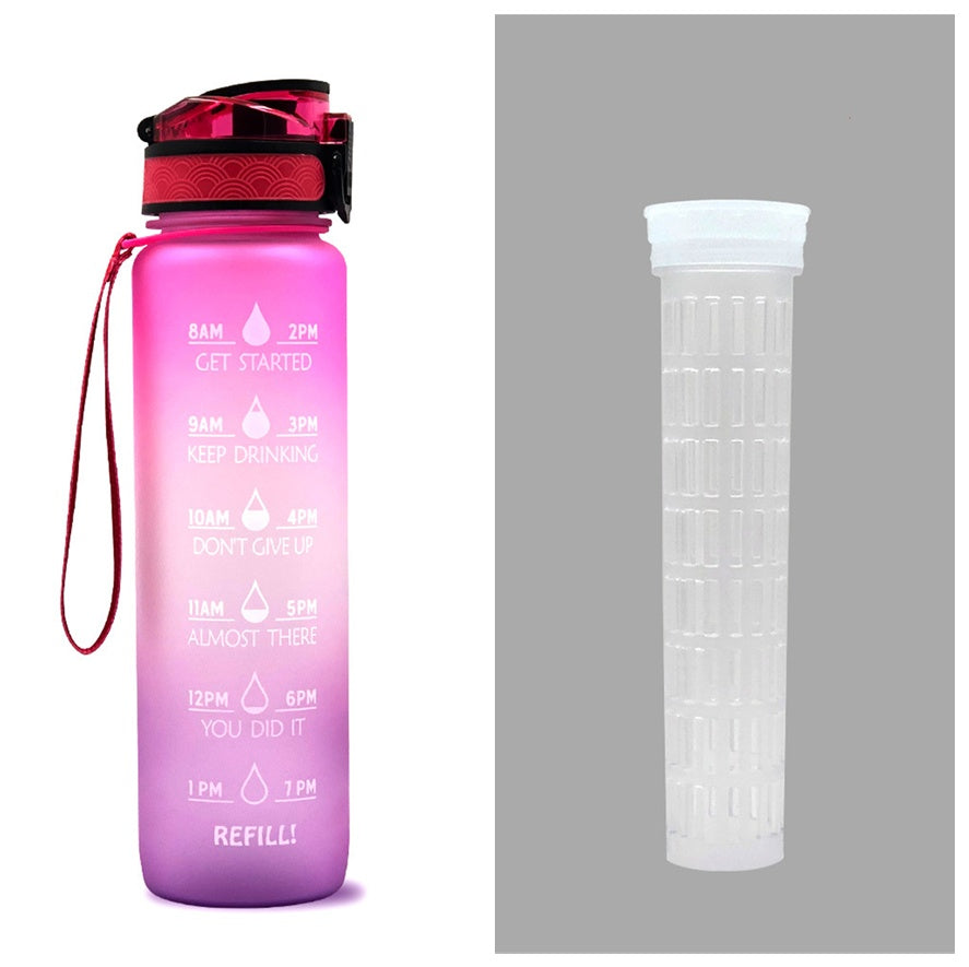 1L Tritan Water Bottle With Time Marker For Sports Fitness Bottles