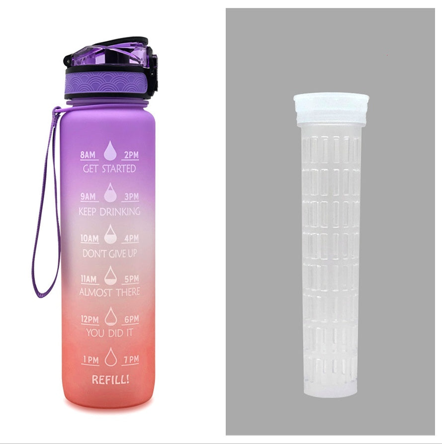 1L Tritan Water Bottle With Time Marker For Sports Fitness Bottles